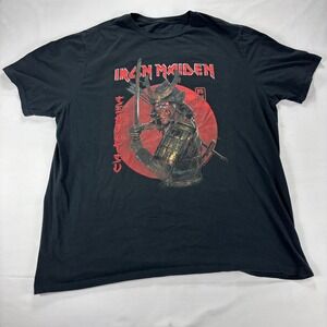 Iron Maiden Samurai Graphic Tee Black Cotton Short Sleeve Band Shirt Men's 2XL
